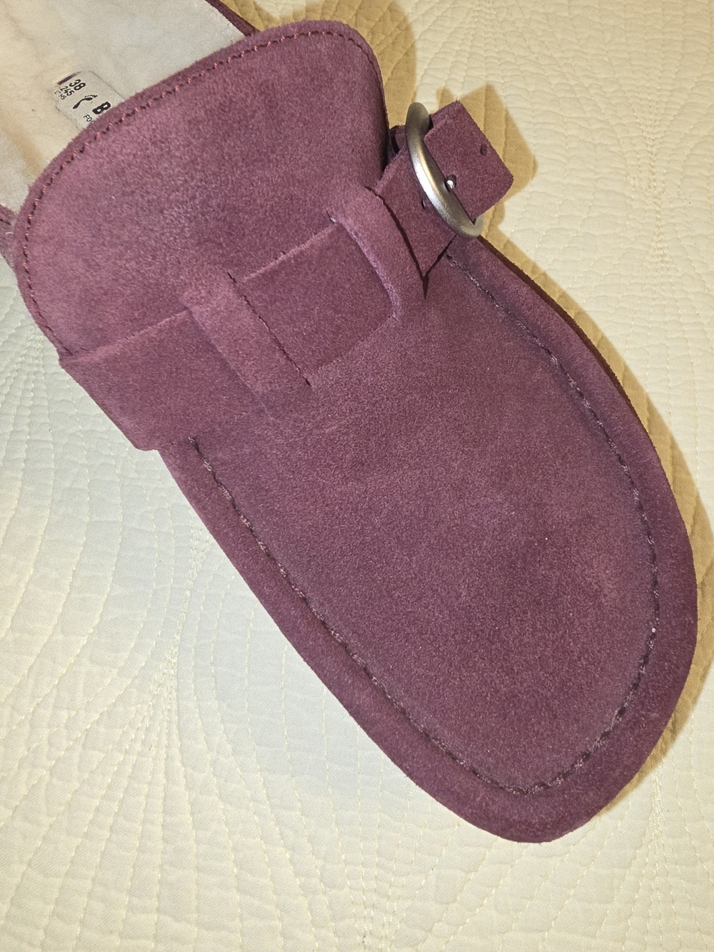 BWT Birkenstock Ladies Maroon Suede Mule Clogs with Buckle - Picture 7 of 8